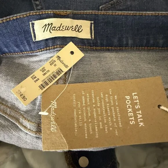 Madewell Button Fly High Rise Denim Shorts Jeans Blue 32 NWT bv - Picture 7 of 10
